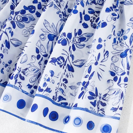 Smocked Printed Square Neck Puff Sleeve Dress - Image 7