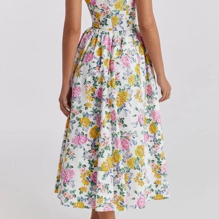 Floral V-Neck Sleeveless Midi Dress with Pockets - Image 4