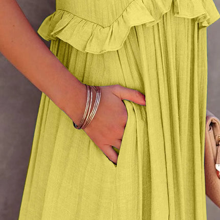 Ruffled Sleeveless Tiered Maxi Dress with Pockets - Image 8