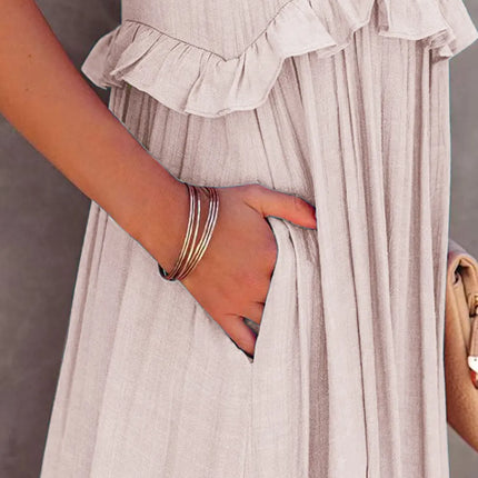 Ruffled Sleeveless Tiered Maxi Dress with Pockets - Image 10