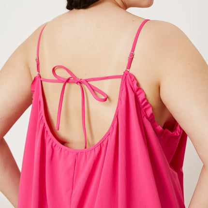 Double Take Full Size Ruffle Trim Tie Back Cami Jumpsuit with Pockets - Image 11