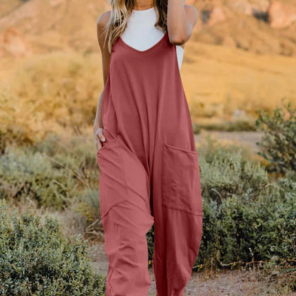 Double Take Full Size V-Neck Sleeveless Jumpsuit with Pockets - Image 27