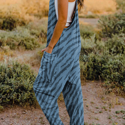 Double Take Full Size Printed V-Neck Sleeveless Jumpsuit - Image 2