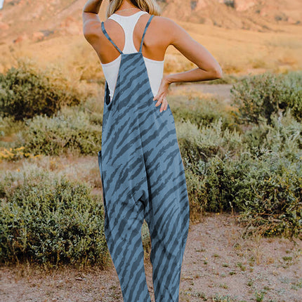 Double Take Full Size Printed V-Neck Sleeveless Jumpsuit - Image 3