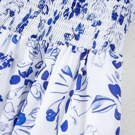 Smocked Printed Square Neck Puff Sleeve Dress - Image 8