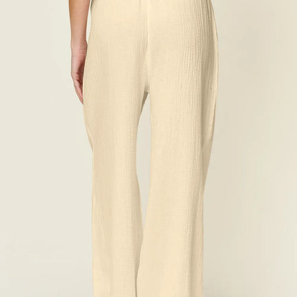Double Take Full Size Texture Drawstring Wide Leg Pants - Image 12