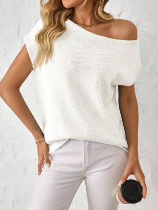 Mandy Boat Neck Short Sleeve Knit Top - Image 4