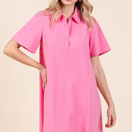 Mittoshop Poplin Collar Pleated Back Mini Dress - Image 3