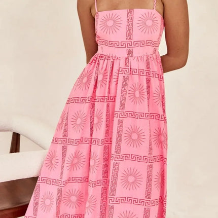 Cutout Back Printed Square Neck Maxi Cami Dress - Image 2