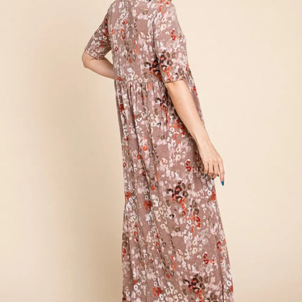 BOMBOM Printed Shirred Maxi Dress - Image 2