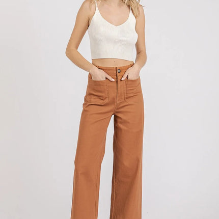 Mittoshop Twill Patch Pocket High Rise Wide Leg Pants - Image 6
