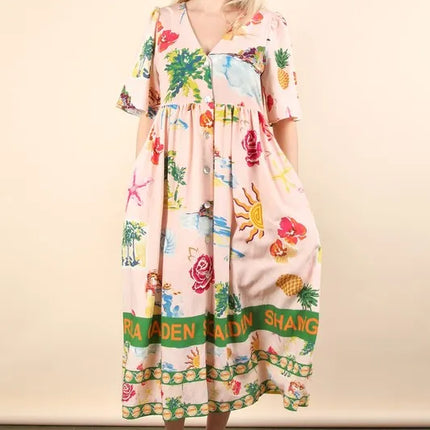 VERY J Button Down Printed Midi Dress - Image 2