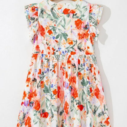 Floral Double Ruffle Sleeve V Neck Mini Dress - Image 6