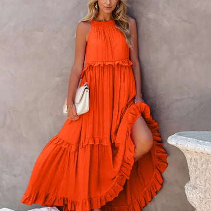 Ruffled Sleeveless Tiered Maxi Dress with Pockets - Image 28