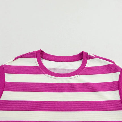 Stripe Cap Sleeve Pocketed Shift Tee Dress - Image 12