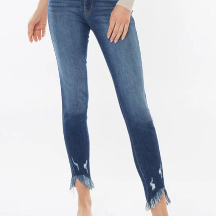 Kancan Raw Hem High Waist Cropped Jeans - Image 1
