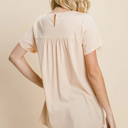 Cotton Bleu by Nu Label Eyelet Round Neck Short Sleeve T-Shirt - Image 2