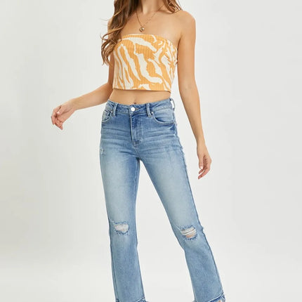 RISEN Full Size High Rise Distressed Cropped Straight Jeans - Image 5