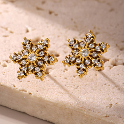 Stainless Steel Snowflake Stud Earrings - Image 5