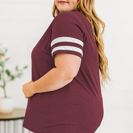 Plus Size Striped V-Neck Tee Shirt - Image 20