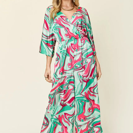 Double Take Full Size Half Sleeve Wide Leg Jumpsuit - Image 1