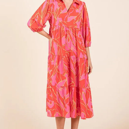 Mittoshop Tiered Printed Collared Neck Midi Dress - Image 5