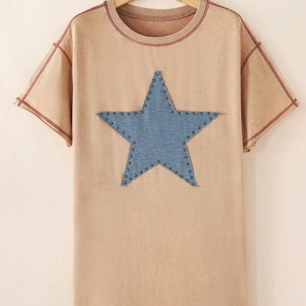 Mineral Wash Stud Beaded Star Pocketed T Shirt Dress - Image 6