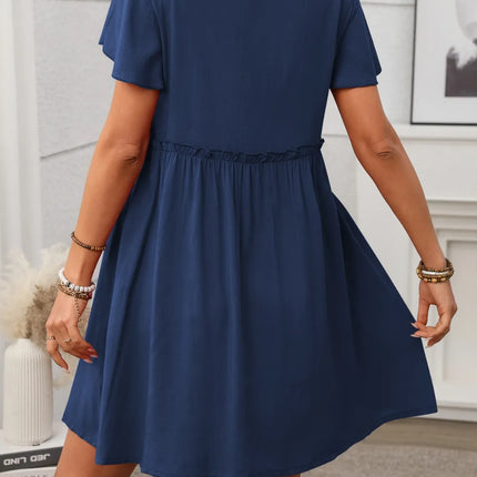 Button Front Flutter Sleeve Dress - Image 24