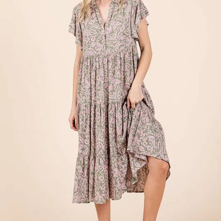 Mittoshop Abstract Print Ruffle Tier Midi Dress - Image 3