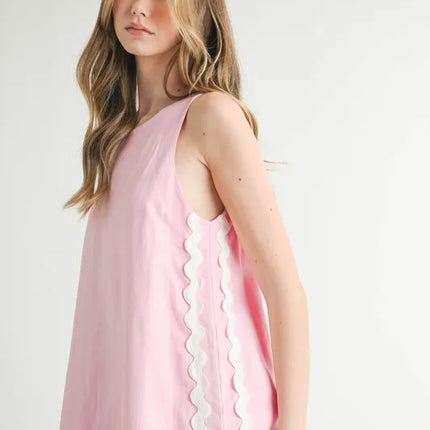 MABLE Linen Mix Side Ric Rac A-Line Mini Dress - Image 11