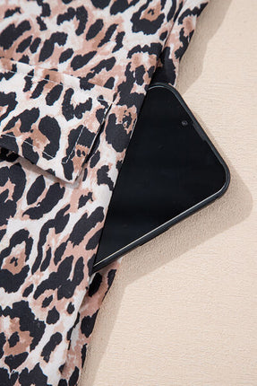 Leopard Round Neck Short Sleeve Mini Dress - Image 6