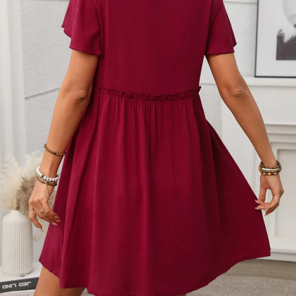 Button Front Flutter Sleeve Dress - Image 14
