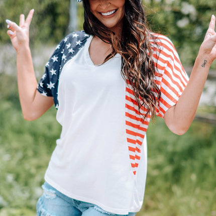 US Flag V-Neck Tee Shirt - Image 4
