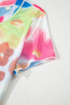 Printed Round Neck Short Sleeve Blouse - Image 12