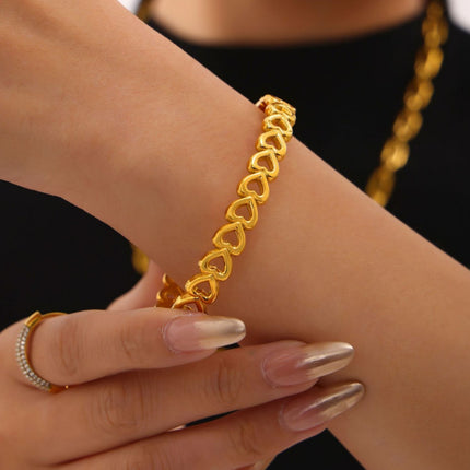18K Gold-Plated Stainless Steel Heart Bracelet - Image 2