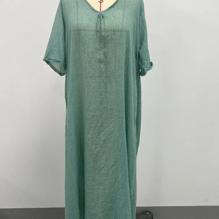 Full Size V-Neck Short Sleeve Midi Dress Plus Size - Image 29