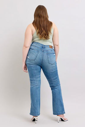 Judy Blue HW Tummy Control Vintage Wash Side Slit Slim Boot Jeans - Image 15