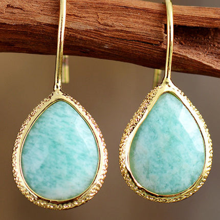 Handmade Natural Stone Teardrop Earrings - Image 1