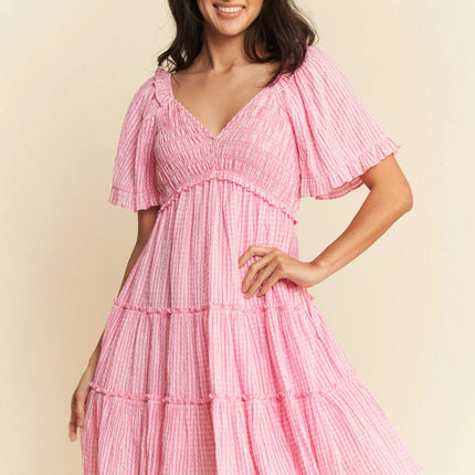 Davi & Dani Jacquard Checker Smocking Tiered Dress - Image 2