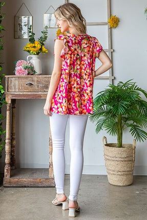 Heimish Full Size Butterfly Sleeve Floral Tiered Top Plus Size - Image 14