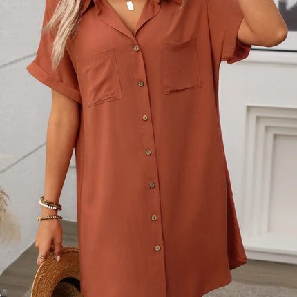Button Down Short Sleeve Mini Dress - Image 2