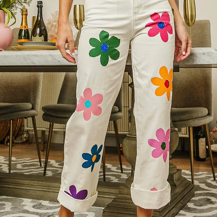 BiBi Flower Print Straight Legs Pants - Image 1