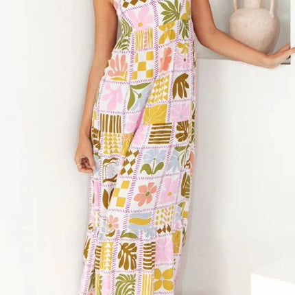 Cutout Back Printed Square Neck Maxi Cami Dress - Image 12