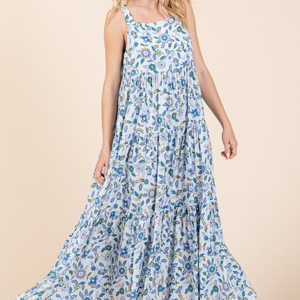 Mittoshop Flower Print Tiered Sleeveless Empire Maxi Dress - Image 4