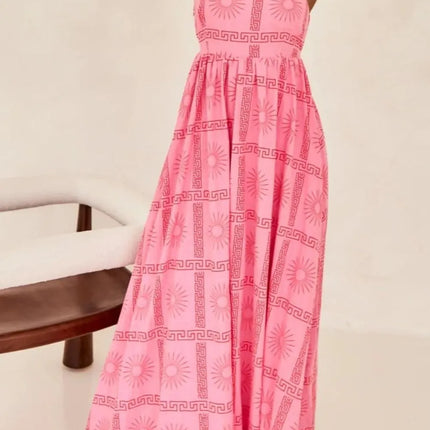 Cutout Back Printed Square Neck Maxi Cami Dress - Image 3