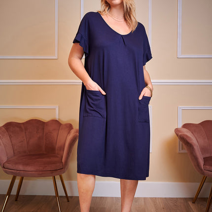 Plus Size Round Neck Short Sleeve Lounge Dress - Image 12