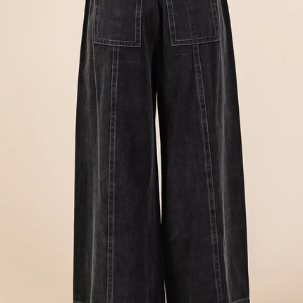 Mittoshop Mineral Wash Wide Leg Elastic Waist Twill Pants - Image 4