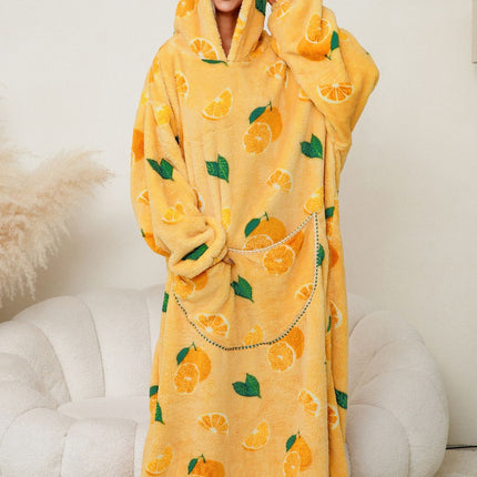 Fuzzy Pocketed Long Sleeve Hooded Lounge Dress - Image 29