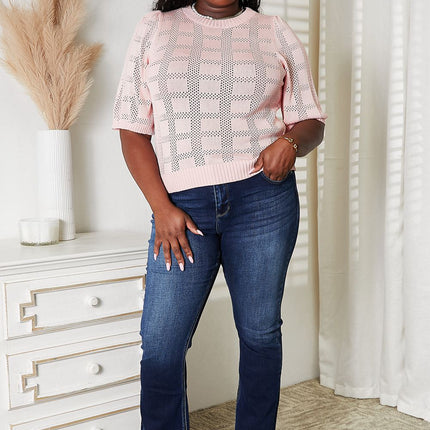 Mandy Ribbed Trim Round Neck Knit Top - Image 27