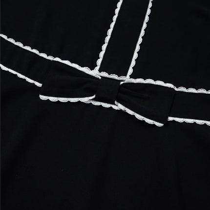 Contrast Scallop Trim Bow Detail Short Sleeve Shift Dress - Image 9